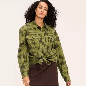 Woolrich x Target Adult Long Sleeve Toile Print Flannel Button-Down Shirt Green